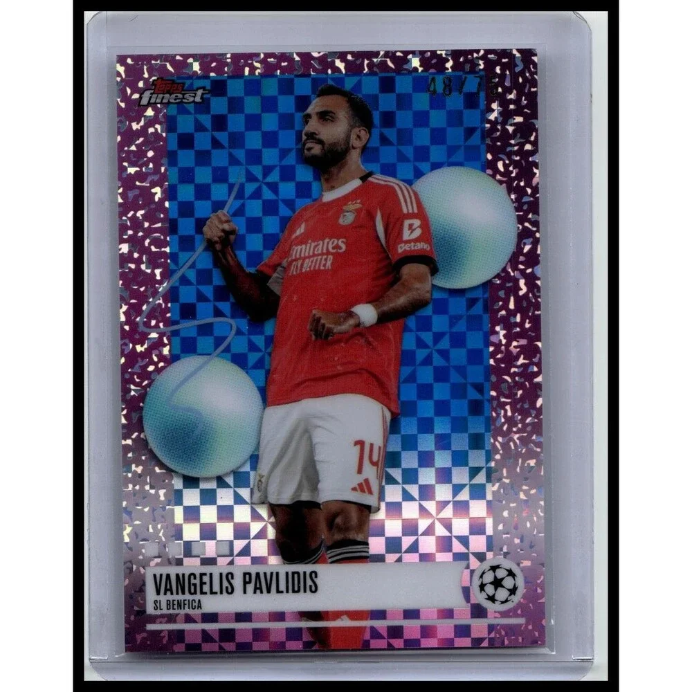 2025-26 Finest UEFA Vangelis Pavlidis #328 Benfica Blue Checkerboard #/75